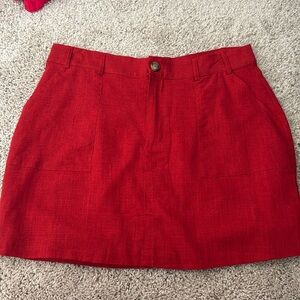 Lulus Red Linen Blend Skirt